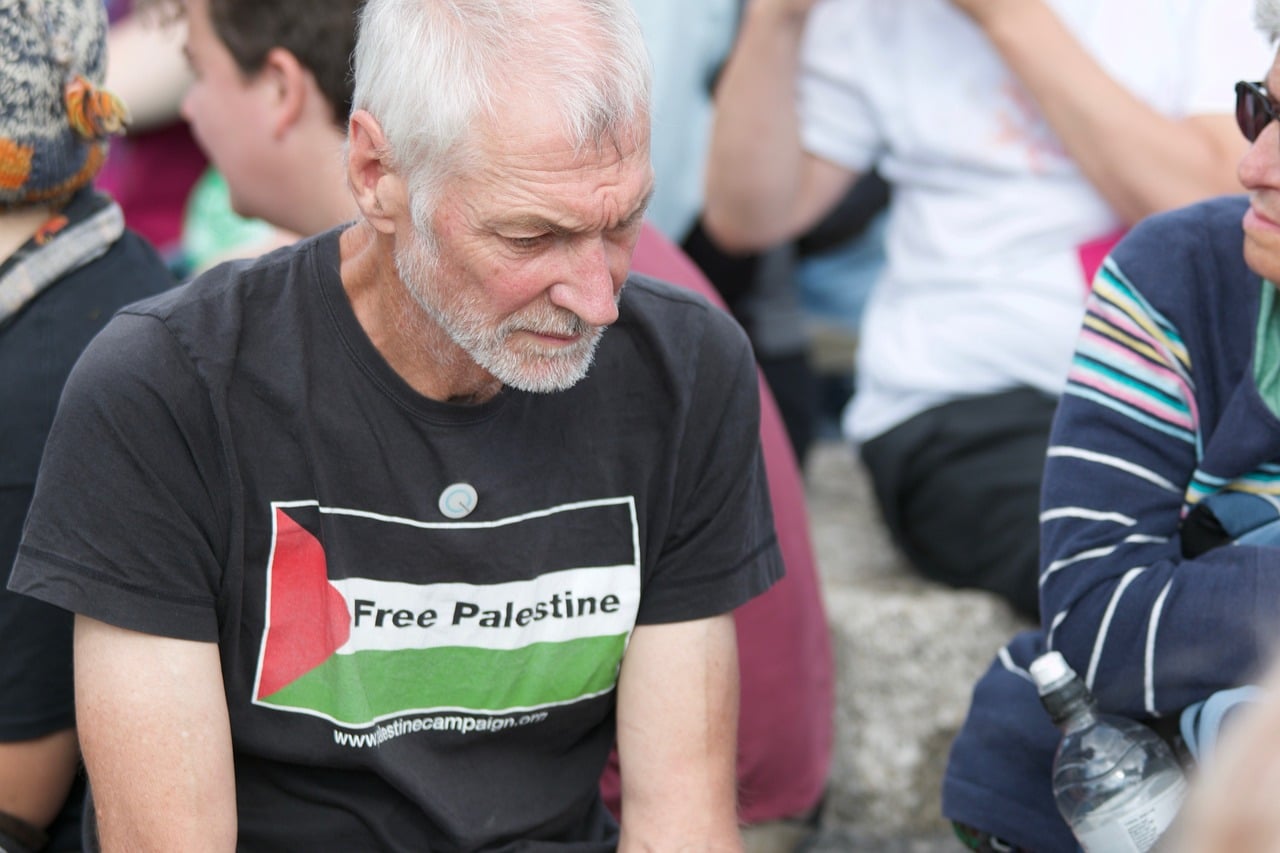 Cuáqueros protestando por la liberación de Palestina