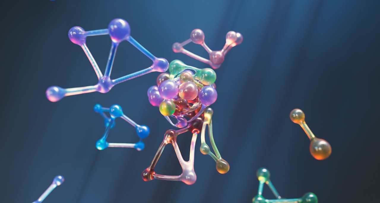 Átomos representados con varios colores